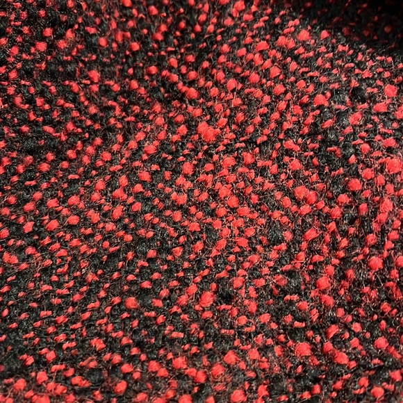 Lilah Rose Red & Black Wool Weaved Coat with Attached Scarf  & Silk Lining. - Picture 14 of 17